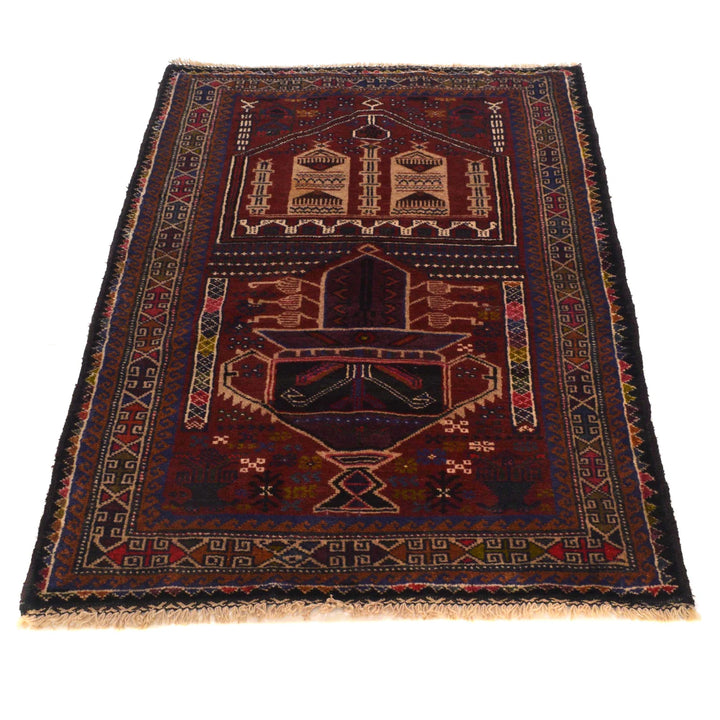 Afghan Prayer Rug 2' 8" x 4' 4" Hand-Knotted | No. AL63677