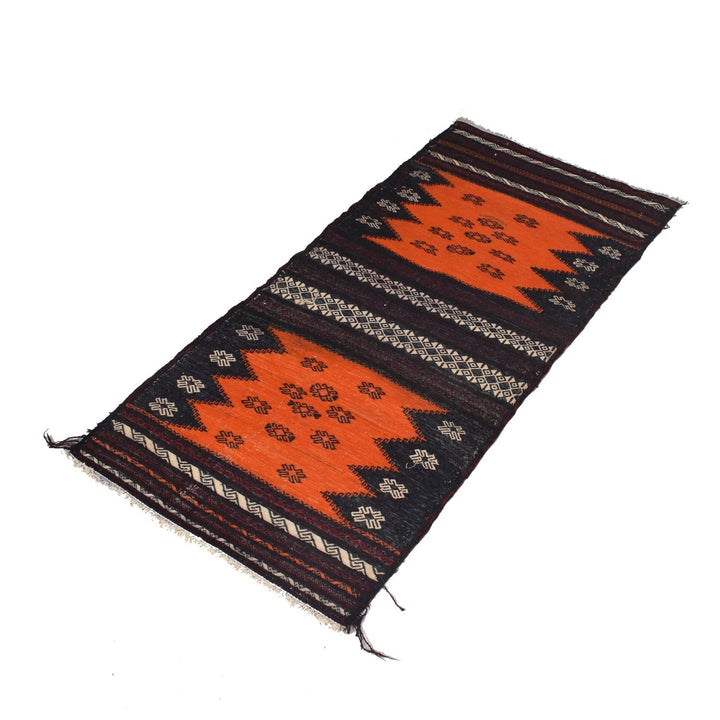 Orange Afghan Kilim Rug 2' 1" x 4' 5" Flat-Weave | No. AL63698