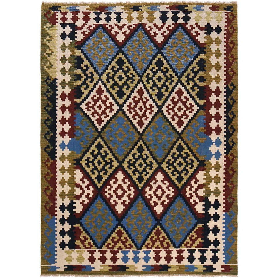 Afghan Kilim Rug 5' 1" x 6' 9" Flat-Weave | No. AL63762