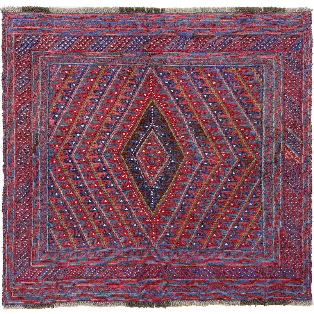 Multicolor Afghan Mashwani Rug 4' 5" x 4' 0" Hand-Knotted | No. AL63768