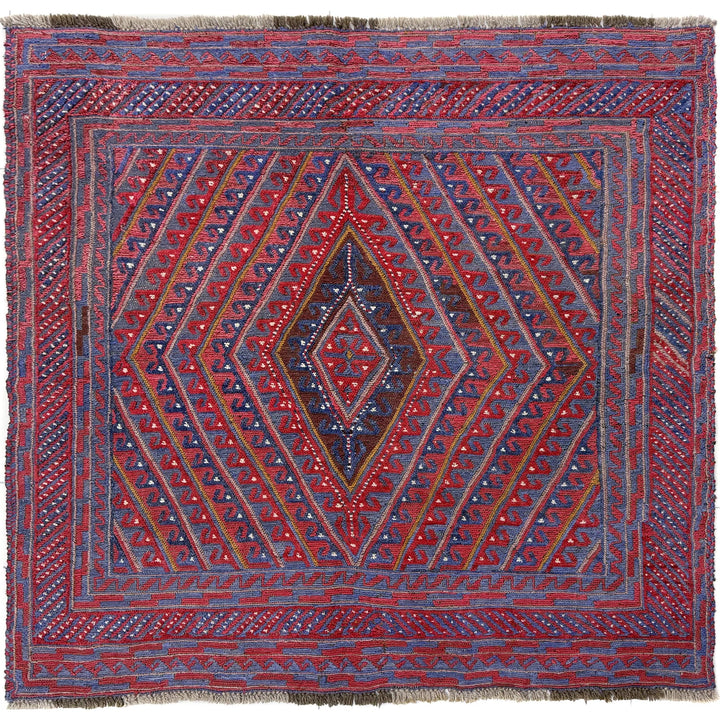 Multicolor Afghan Mashwani Rug 4' 5" x 4' 0" Hand-Knotted | No. AL63768