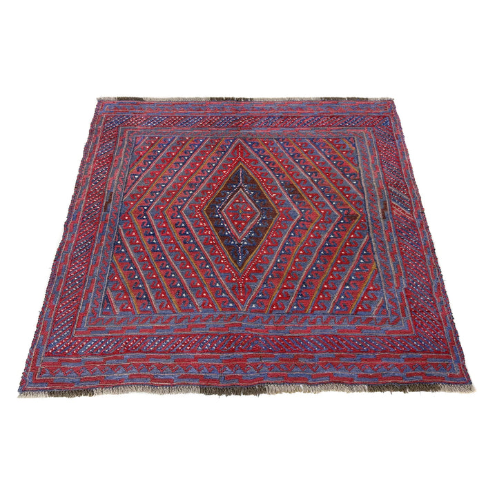 Multicolor Afghan Mashwani Rug 4' 5" x 4' 0" Hand-Knotted | No. AL63768