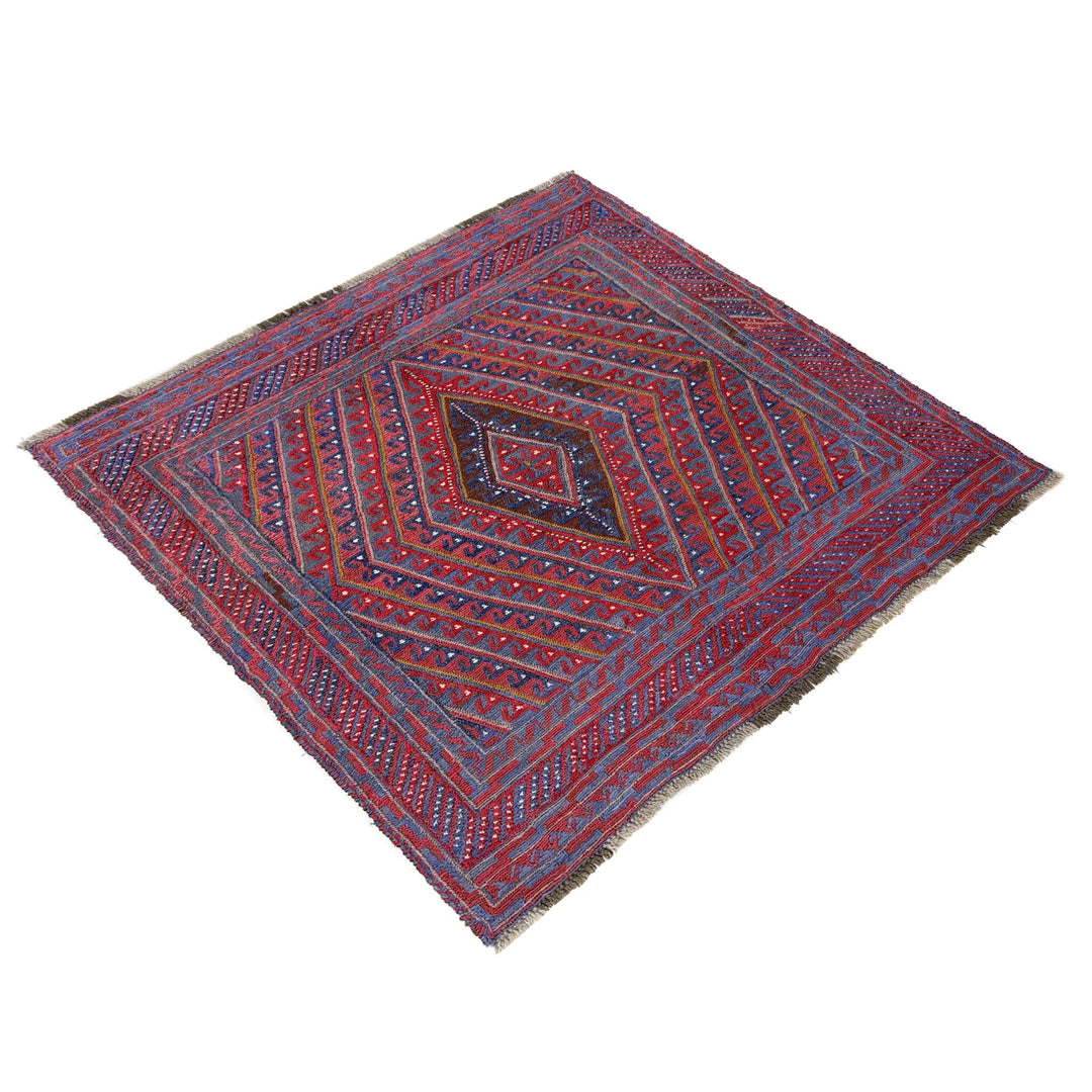 Multicolor Afghan Mashwani Rug 4' 5" x 4' 0" Hand-Knotted | No. AL63768