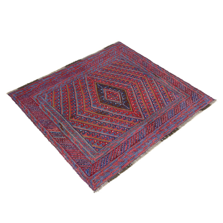 Multicolor Afghan Mashwani Rug 4' 5" x 4' 0" Hand-Knotted | No. AL63768