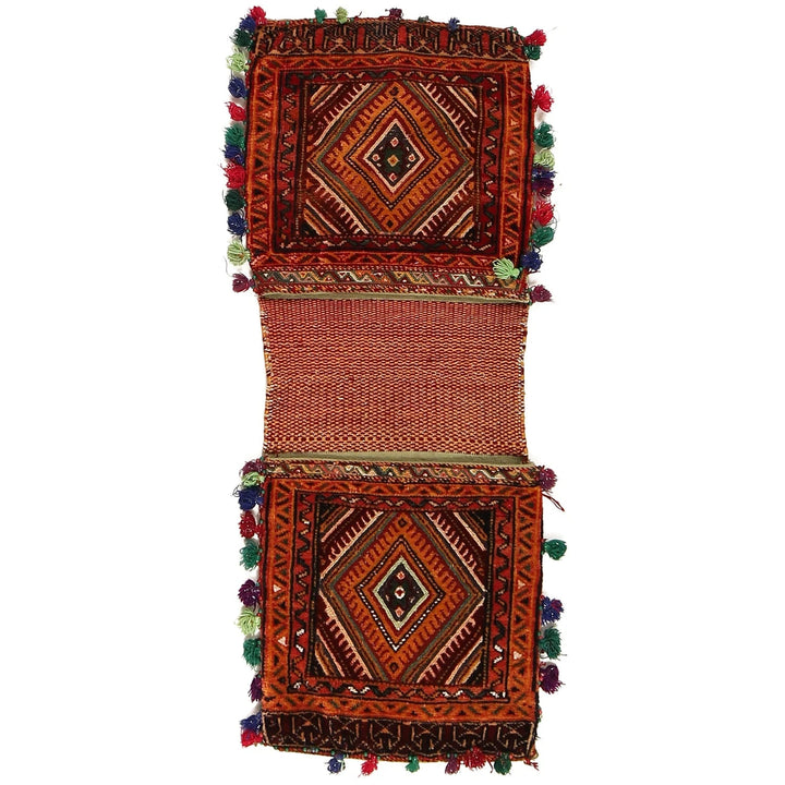 Afghan Belouch Saddle Bag 1' 3" x 3' 5" Hand-Knotted | No. AL63780