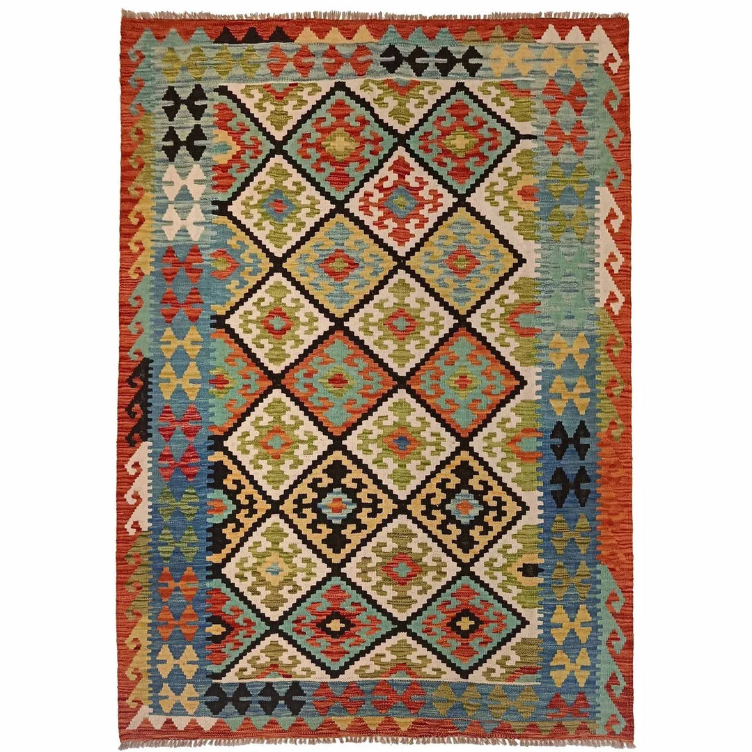 Afghan Kilim Rug 5' 1" x 6' 11" Flat-Weave | No. AL63794