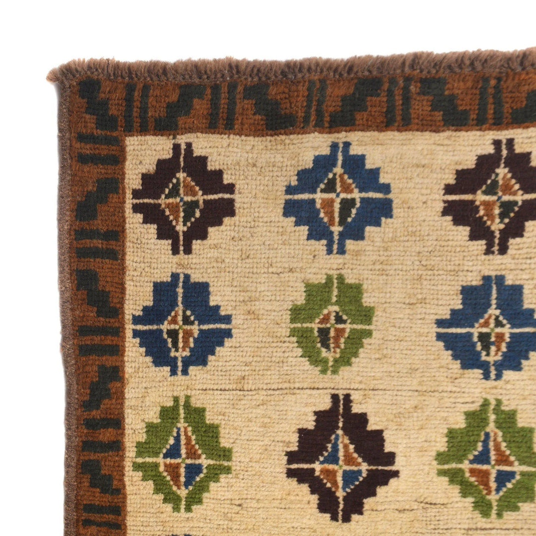 Beige Afghan Baluchi Rug 2' 6" x 9' 6" Hand-Knotted | No. AL63801