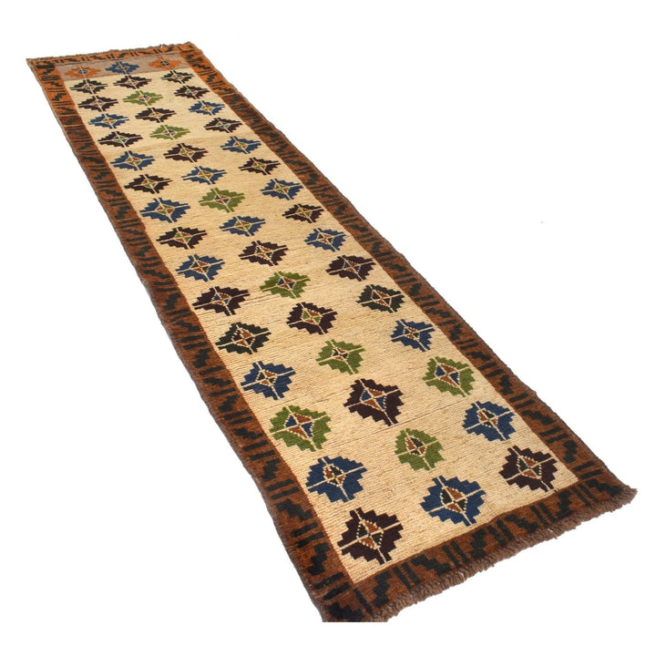 Beige Afghan Baluchi Rug 2' 6" x 9' 6" Hand-Knotted | No. AL63801