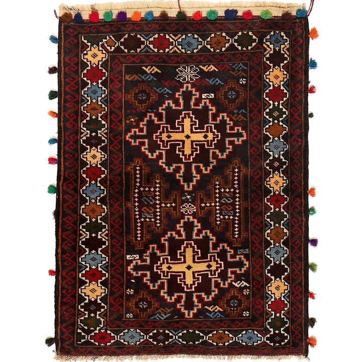 Afghan Baluchi Rug 2' 6" x 3' 5" Hand-Knotted | No. AL63813