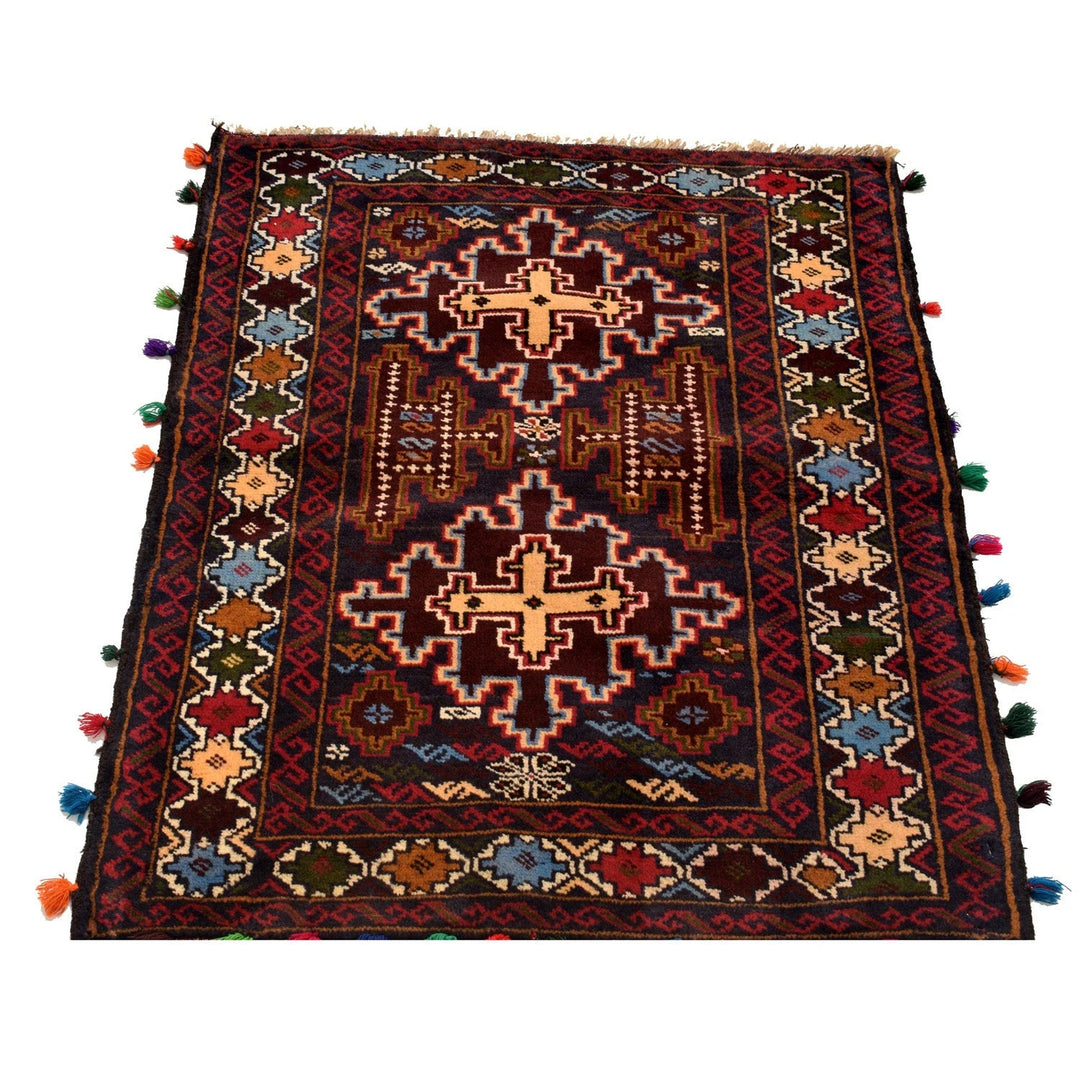 Afghan Baluchi Rug 2' 6" x 3' 5" Hand-Knotted | No. AL63813