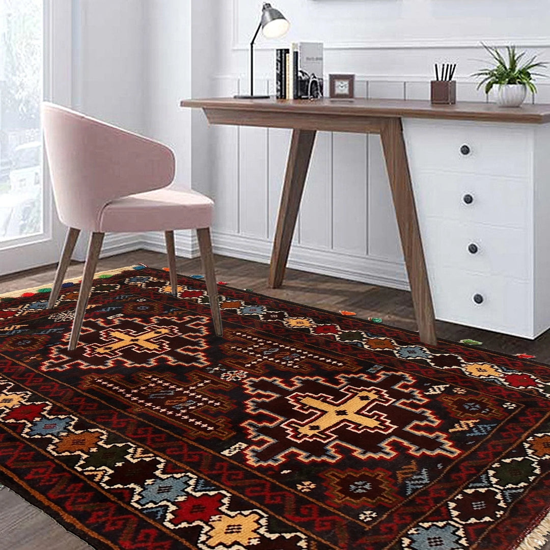 Afghan Baluchi Rug 2' 6" x 3' 5" Hand-Knotted | No. AL63813