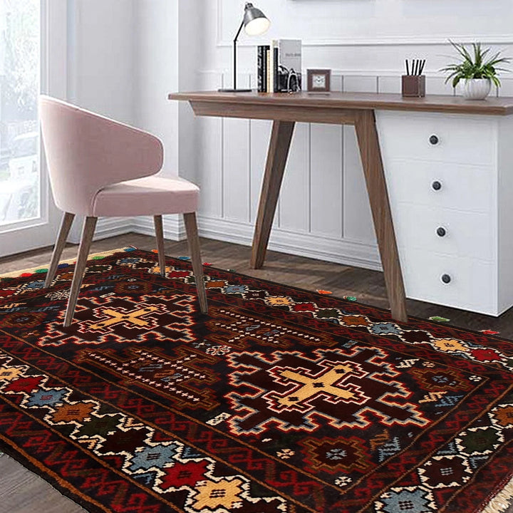 Afghan Baluchi Rug 2' 6" x 3' 5" Hand-Knotted | No. AL63813
