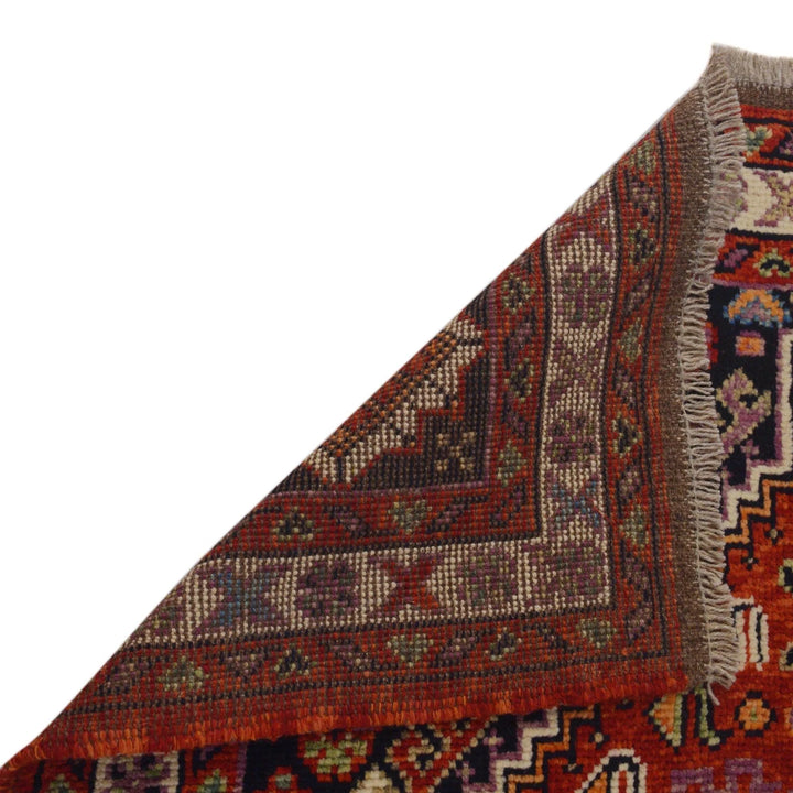 Red Afghan Shiraz Rug 4' 0" x 5' 10" Hand-Knotted | No. AL63818