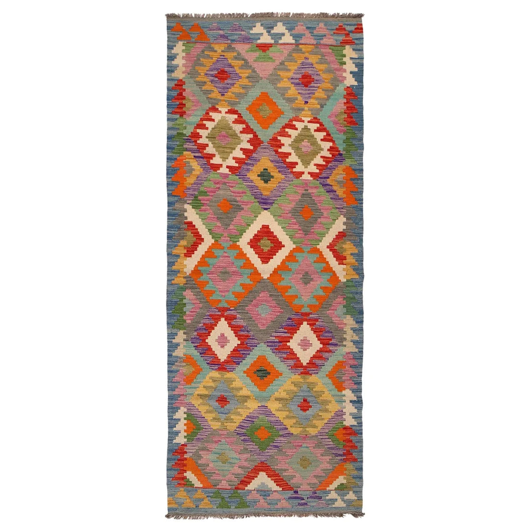 Afghan Vegetable Kilim Rug 2' 10" x 8' 4" Flat-Weave | No. AL63833