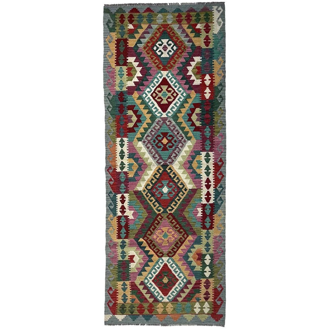 Afghan Vegetable Kilim Rug 2' 10" x 9' 10" Flat-Weave | No. AL63840