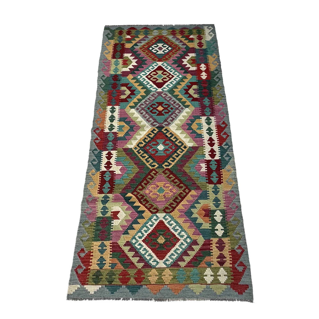 Afghan Vegetable Kilim Rug 2' 10" x 9' 10" Flat-Weave | No. AL63840