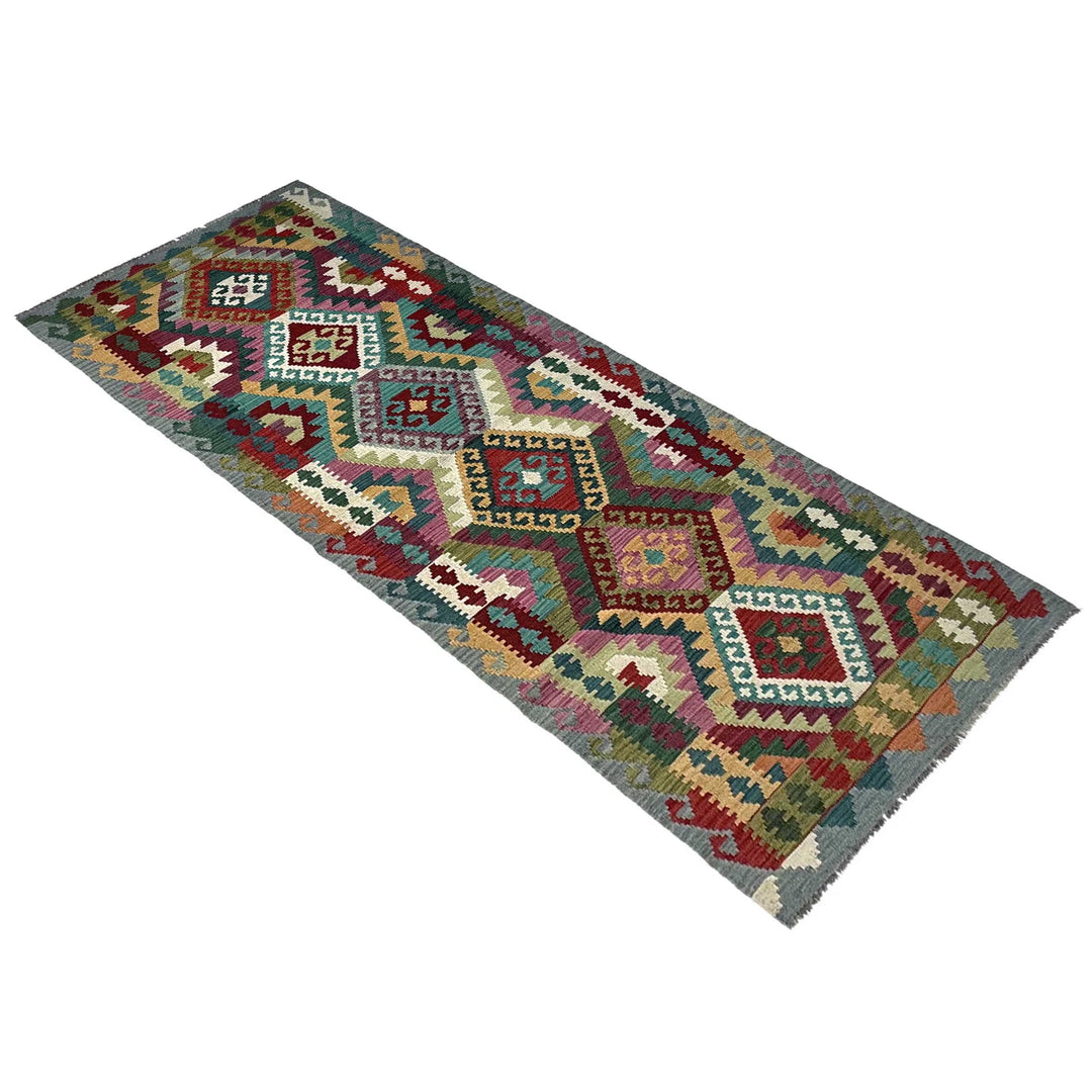 Afghan Vegetable Kilim Rug 2' 10" x 9' 10" Flat-Weave | No. AL63840