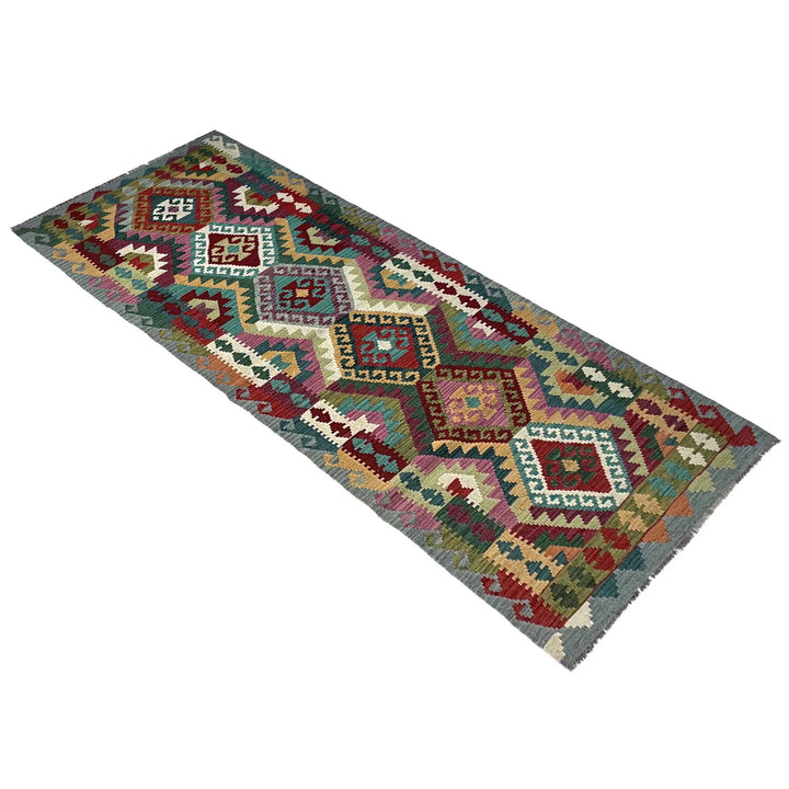 Afghan Vegetable Kilim Rug 2' 10" x 9' 10" Flat-Weave | No. AL63840