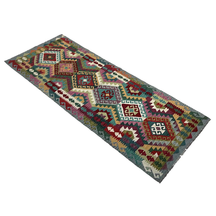 Afghan Vegetable Kilim Rug 2' 10" x 9' 10" Flat-Weave | No. AL63840