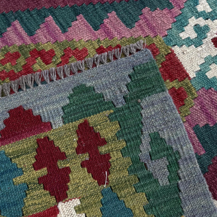 Afghan Vegetable Kilim Rug 2' 10" x 9' 10" Flat-Weave | No. AL63840