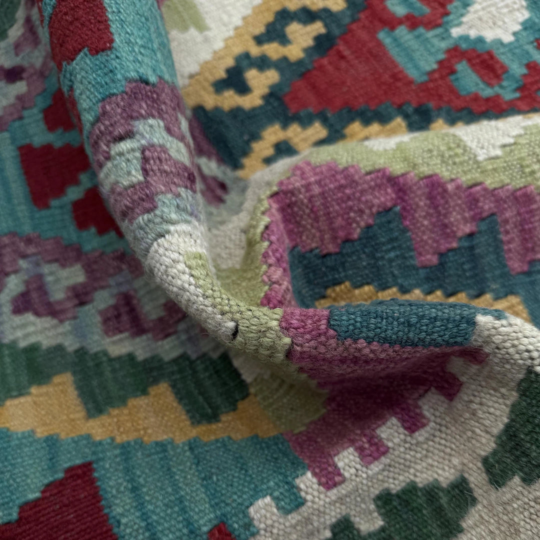 Afghan Vegetable Kilim Rug 2' 10" x 9' 10" Flat-Weave | No. AL63840