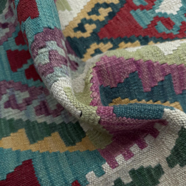 Afghan Vegetable Kilim Rug 2' 10" x 9' 10" Flat-Weave | No. AL63840