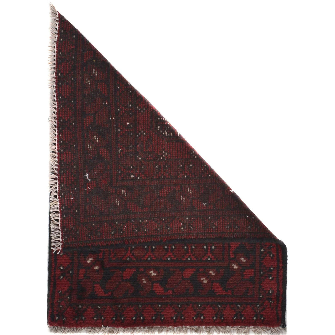 Red Afghan Oriental Doormat 1' 7" x 2' 2" Hand-Knotted | No. AL63851