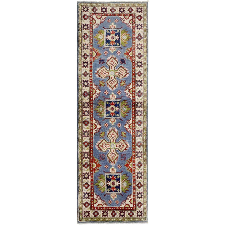 Blue Afghan Kazak Rug 2' 0" x 6' 2" Hand-Knotted | No. AL63878