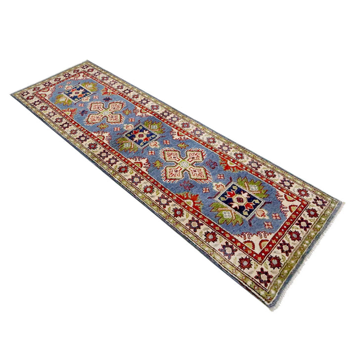 Blue Afghan Kazak Rug 2' 0" x 6' 2" Hand-Knotted | No. AL63878