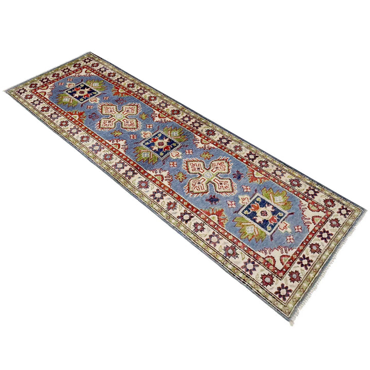 Blue Afghan Kazak Rug 2' 0" x 6' 2" Hand-Knotted | No. AL63878