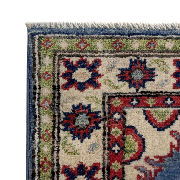 Blue Afghan Kazak Rug 2' 0" x 6' 2" Hand-Knotted | No. AL63878