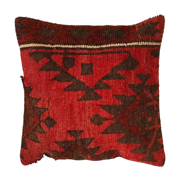 Red Afghan Balochi Cushion Cover 1' 7" x 1' 7" Hand-Knotted | No. AL63917