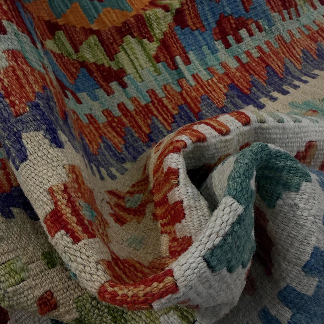 Afghan Vegetable Kilim Rug 5' 1" x 6' 4" Flat-Weave | No. AL639257
