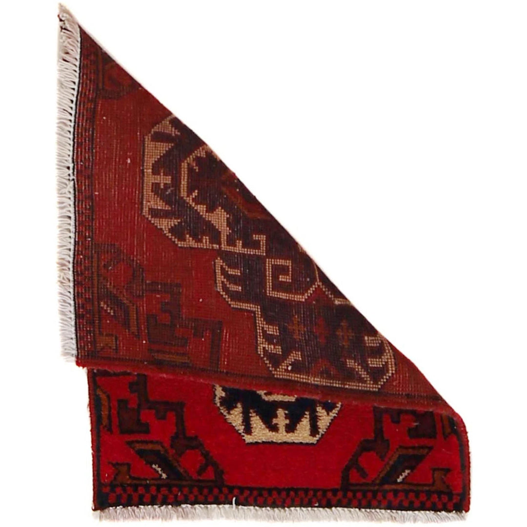 Red Afghan Oriental Doormat 1' 6" x 1' 11" Hand-Knotted | No. AL64031