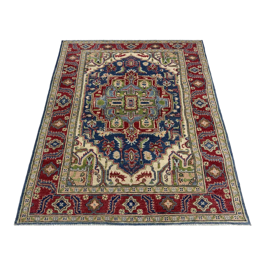 Afghan Heriz Rug 4' 0" x 6' 7" Hand-Knotted | No. AL64072