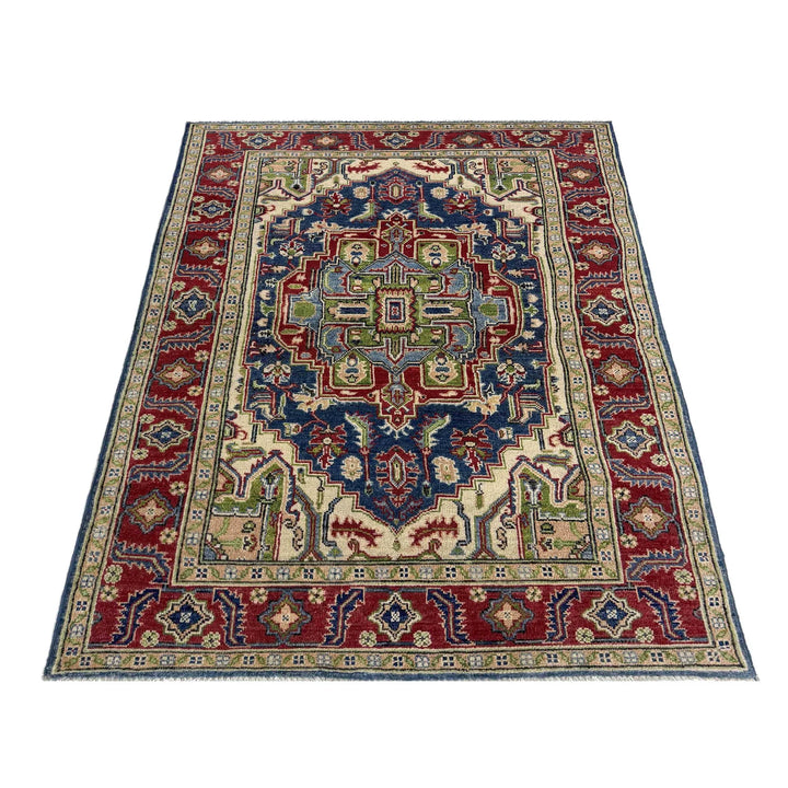 Afghan Heriz Rug 4' 0" x 6' 7" Hand-Knotted | No. AL64072