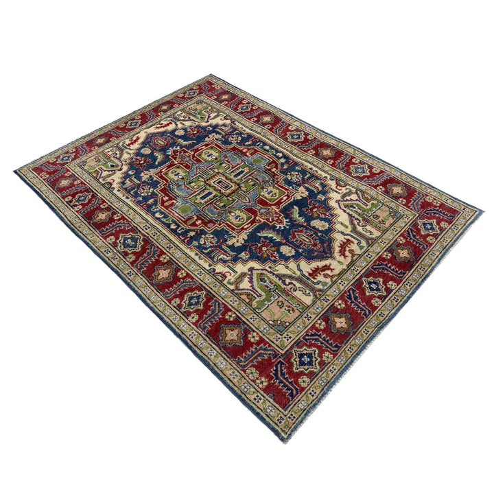 Afghan Heriz Rug 4' 0" x 6' 7" Hand-Knotted | No. AL64072