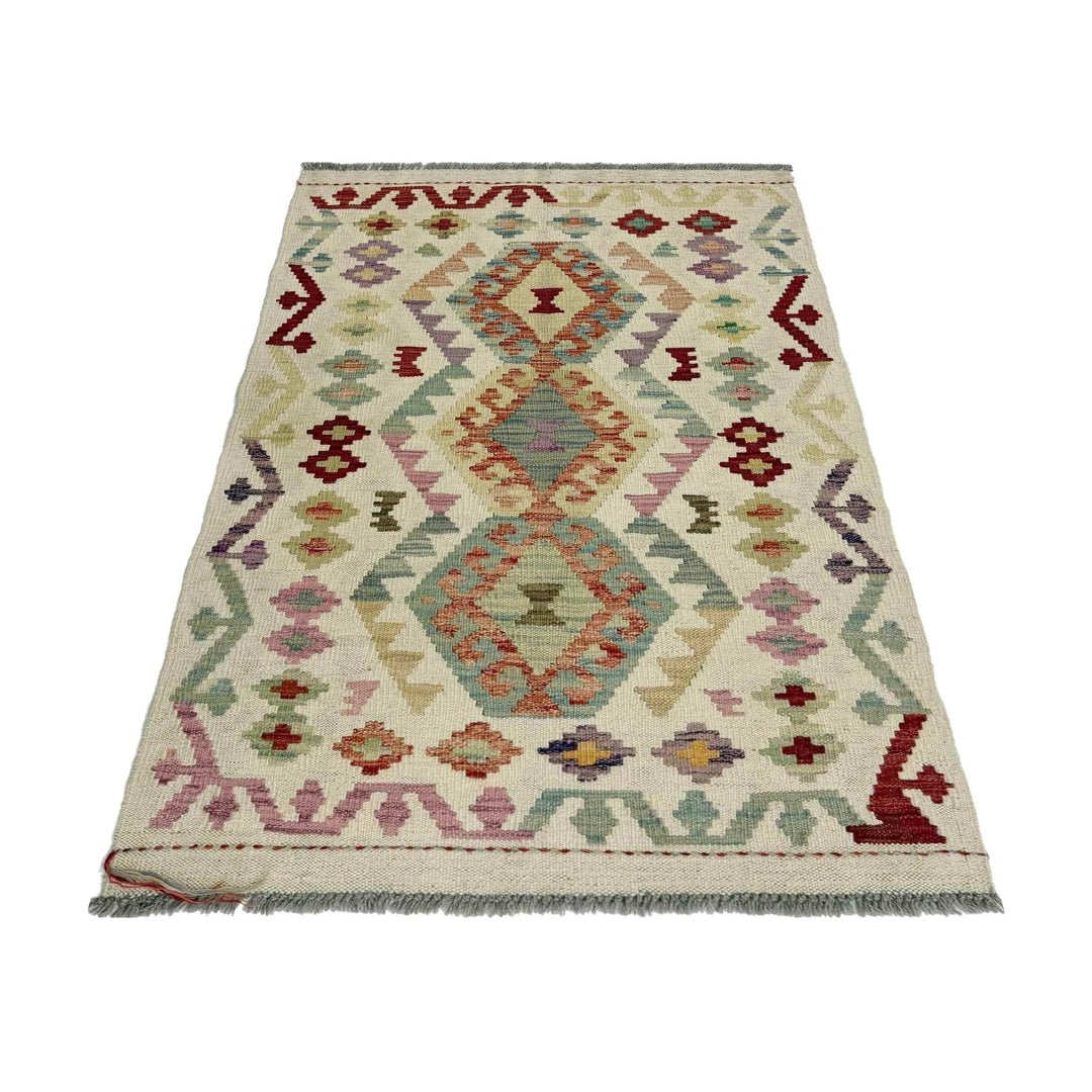 Afghan Vegetable Kilim Rug 2' 9" x 4' 3" Flat-Weave | No. AL640733