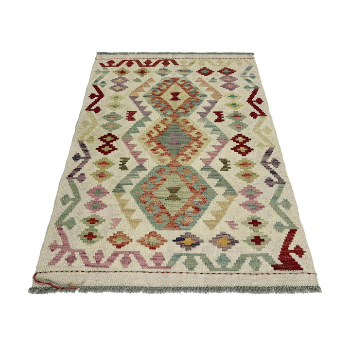 Afghan Vegetable Kilim Rug 2' 9" x 4' 3" Flat-Weave | No. AL640733