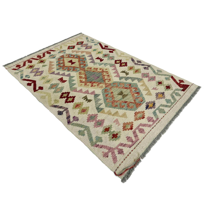 Afghan Vegetable Kilim Rug 2' 9" x 4' 3" Flat-Weave | No. AL640733