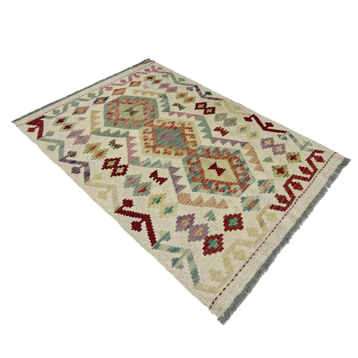 Afghan Vegetable Kilim Rug 2' 9" x 4' 3" Flat-Weave | No. AL640733