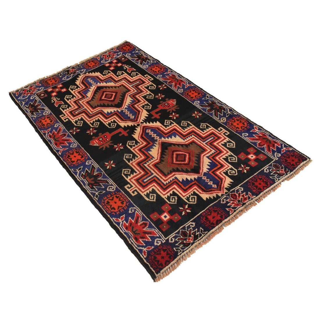 Afghan Baluchi Rug 3' 0" x 4' 8" Hand-Knotted | No. AL64110