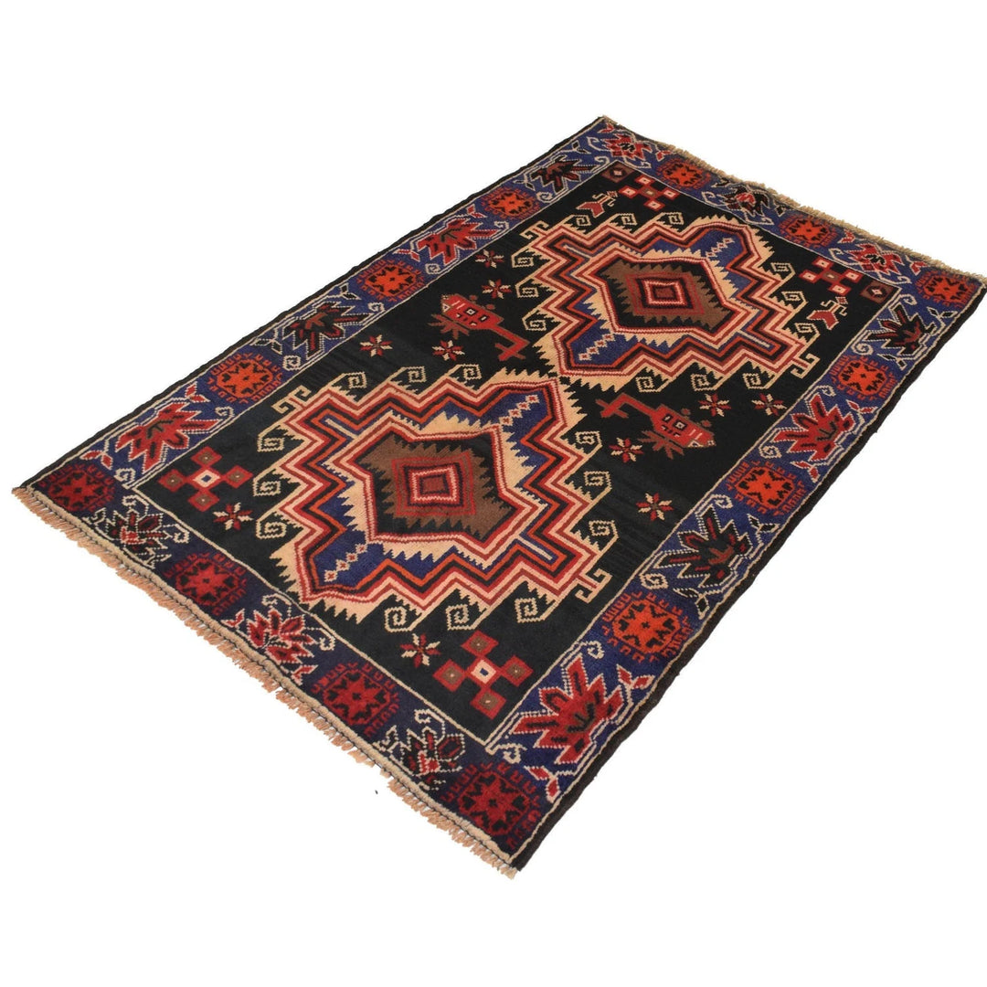 Afghan Baluchi Rug 3' 0" x 4' 8" Hand-Knotted | No. AL64110