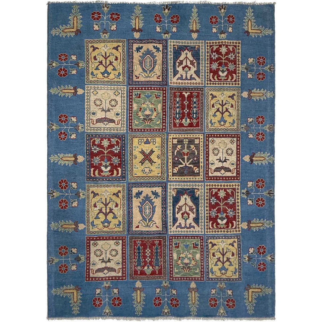 Blue Afghan Bakhtiar Rug 4'11" x 6'6" Hand-Knotted | No. AL64160