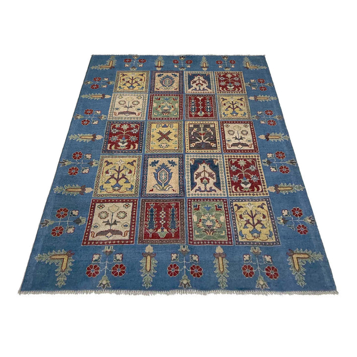 Blue Afghan Bakhtiar Rug 4'11" x 6'6" Hand-Knotted | No. AL64160