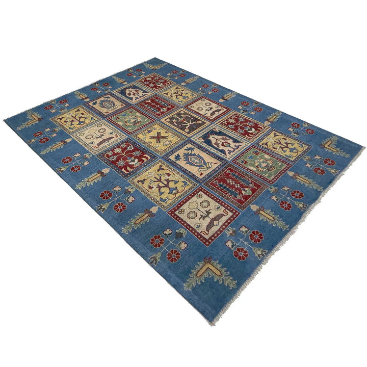 Blue Afghan Bakhtiar Rug 4'11" x 6'6" Hand-Knotted | No. AL64160