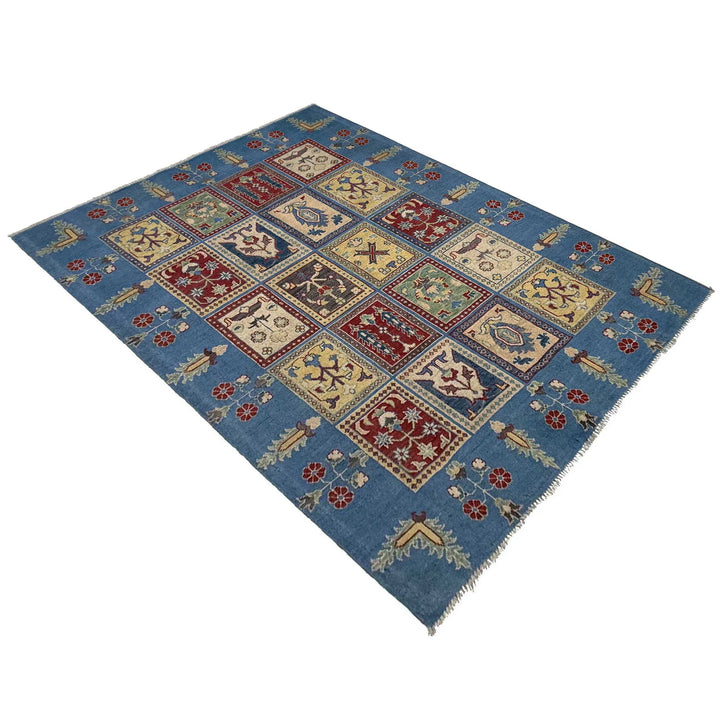 Blue Afghan Bakhtiar Rug 4'11" x 6'6" Hand-Knotted | No. AL64160