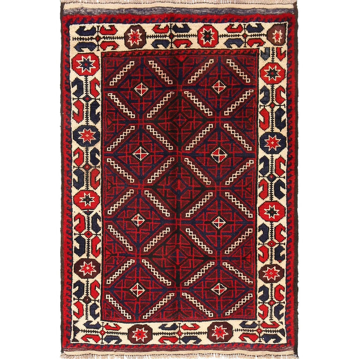 Afghan Baluchi Rug 2' 9" x 4' 0" Hand-Knotted | No. AL64185