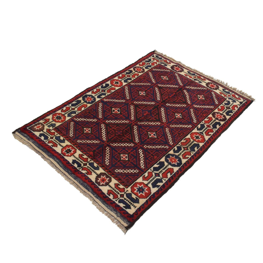 Afghan Baluchi Rug 2' 9" x 4' 0" Hand-Knotted | No. AL64185
