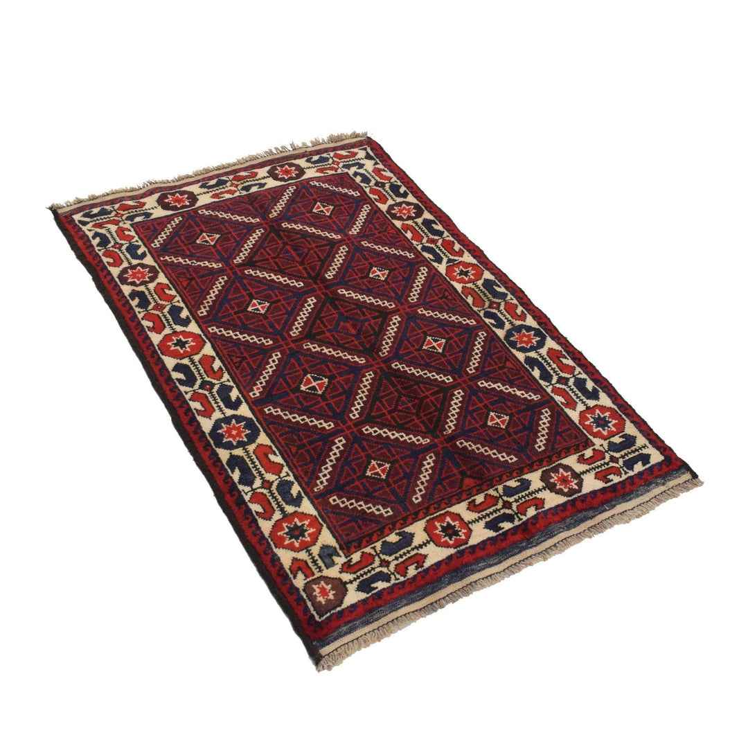 Afghan Baluchi Rug 2' 9" x 4' 0" Hand-Knotted | No. AL64185